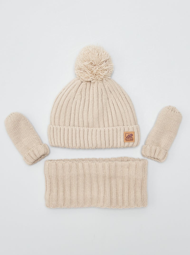 Conjunto gorro, gola e luvas BEGE - Kiabi