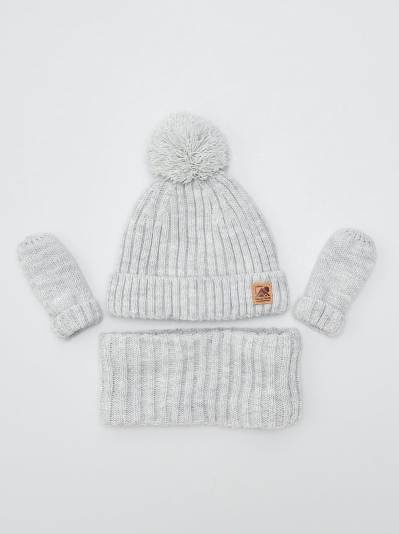 Conjunto gorro, gola e luvas CINZA - Kiabi