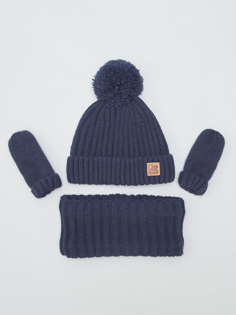 Conjunto gorro, gola e luvas PRETO - Kiabi