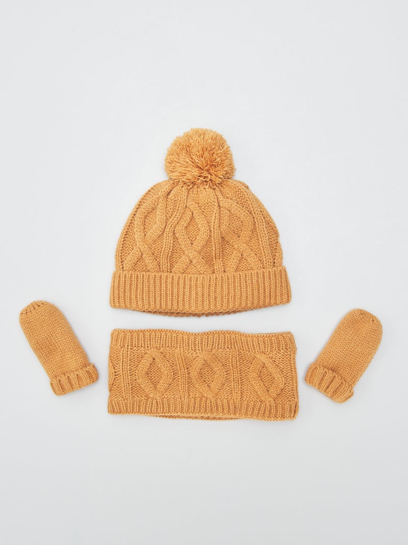 Conjunto gorro + gola + luvas CASTANHO - Kiabi
