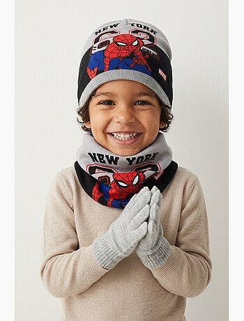 Conjunto gorro, gola & luvas cinzento menino spiderman - licença oficial