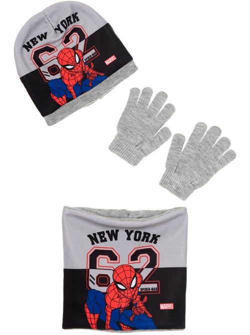 Conjunto gorro, gola & luvas cinzento menino spiderman - licença oficial - Kiabi