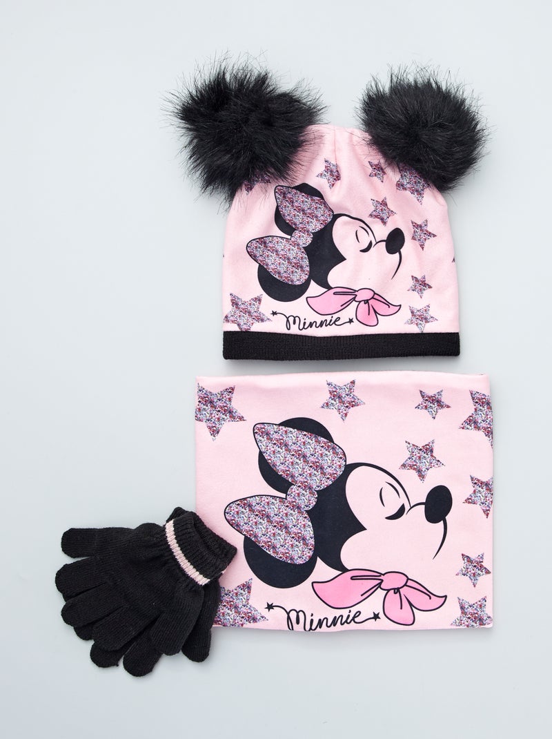 Conjunto gorro + gola + luvas 'Disney' Rosa - Kiabi