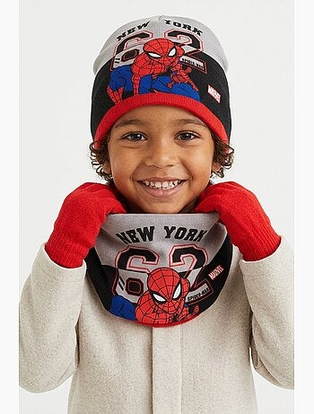Conjunto gorro, gola & luvas vermelho menino spiderman - licença oficial