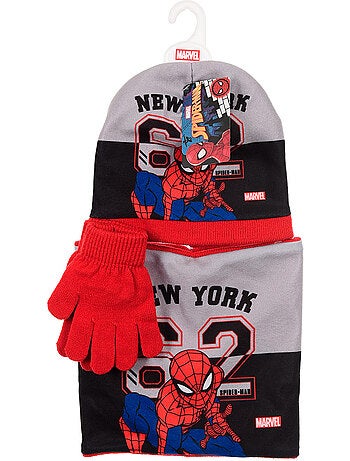 Conjunto gorro, gola & luvas vermelho menino spiderman - licença oficial