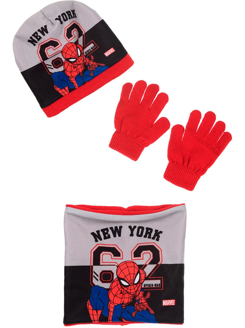 Conjunto gorro, gola & luvas vermelho menino spiderman - licença oficial Vermelho - Kiabi