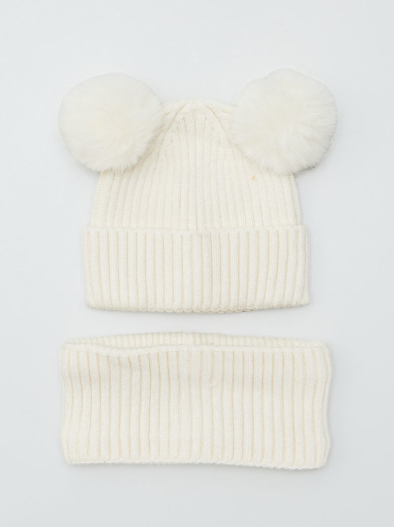 Conjunto gorro + gola snood com forro polar BRANCO - Kiabi