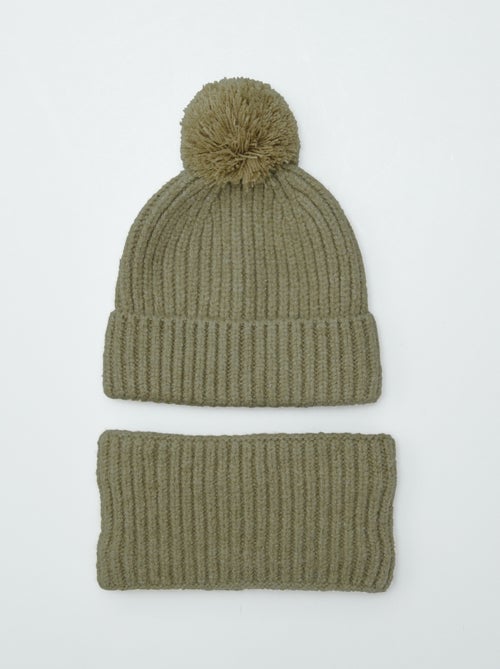 Conjunto gorro + gola snood em malha polar - Kiabi