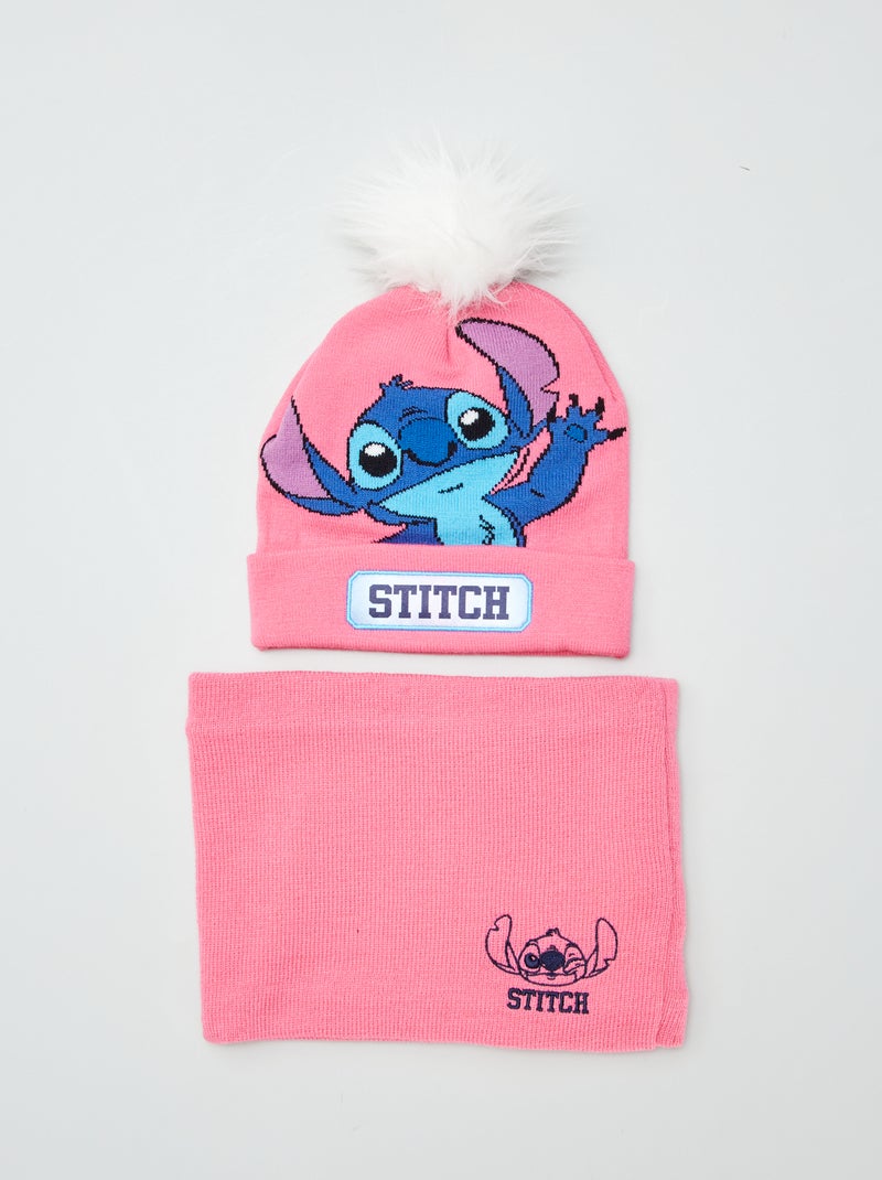 Conjunto gorro + gola snood 'Stitch'  - 2 peças ROSA - Kiabi