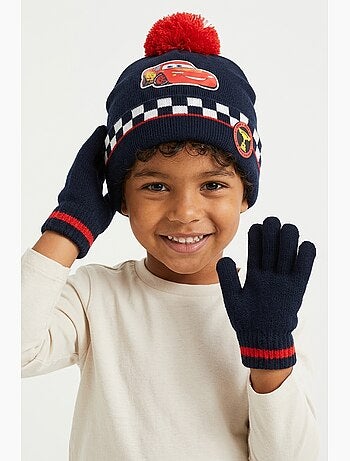 Conjunto gorro & luvas azul-marinho menino cars - licença oficial