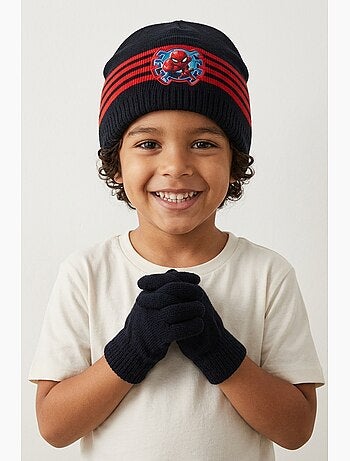Conjunto gorro & luvas azul-marinho menino spiderman - licença oficial