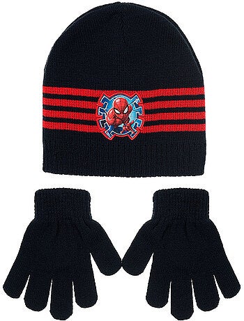 Conjunto gorro & luvas azul-marinho menino spiderman - licença oficial