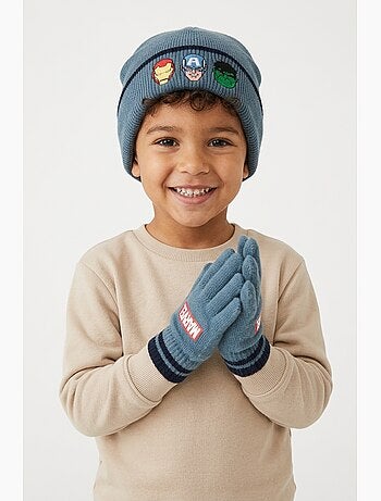 Conjunto gorro & luvas azul menino avengers - licença oficial