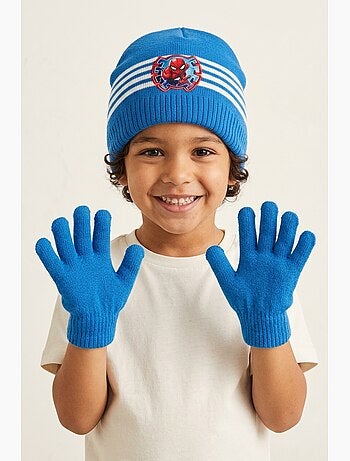Conjunto gorro & luvas azul menino spiderman - licença oficial