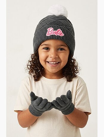 Conjunto gorro & luvas cinzento menina barbie - licença oficial