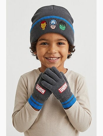 Conjunto gorro & luvas cinzento menino avengers - licença oficial