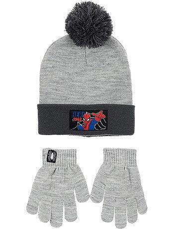 Conjunto gorro & luvas cinzento menino spiderman - licença oficial