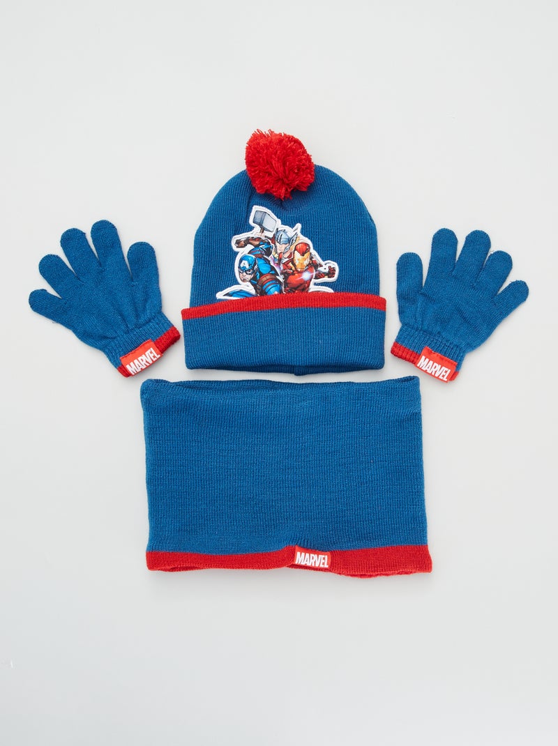 Conjunto gorro + luvas + gola 'Vingadores' Azul - Kiabi