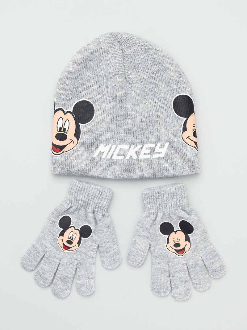 Conjunto gorro + luvas 'Mickey' da 'Disney' Cinza - Kiabi