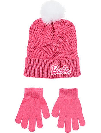 Conjunto gorro & luvas rosa menina barbie - licença oficial