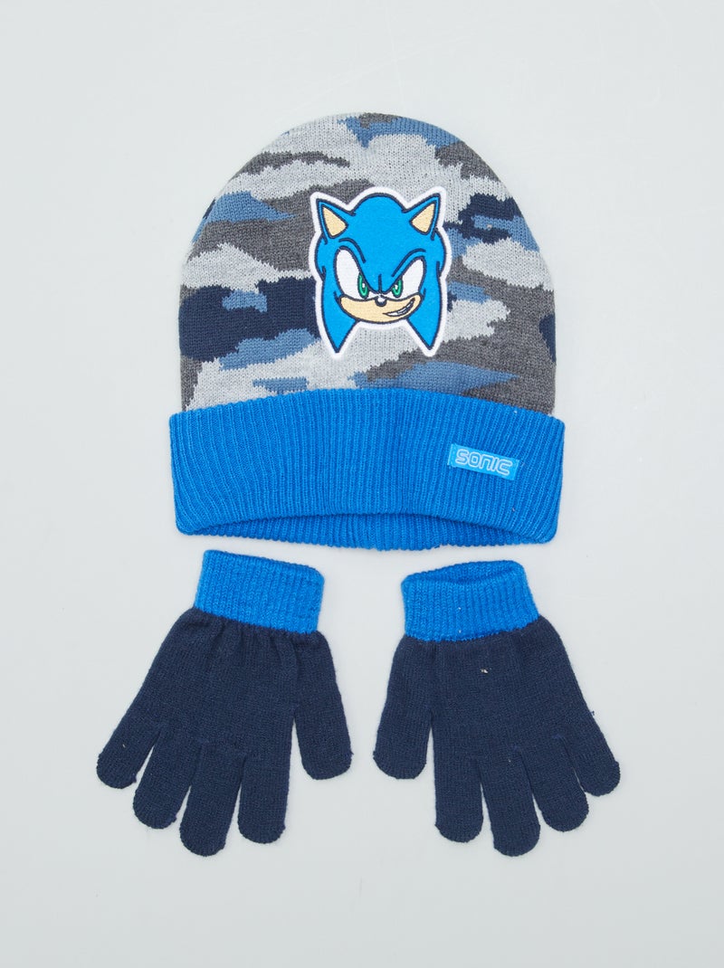 Conjunto gorro + luvas 'Sonic' - 2 peças Azul - Kiabi