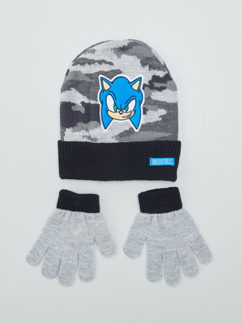 Conjunto gorro + luvas 'Sonic' - 2 peças CINZA - Kiabi