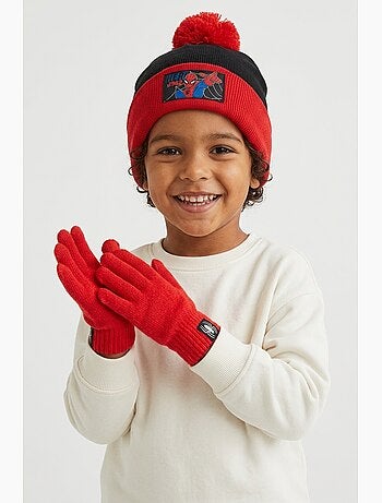 Conjunto gorro & luvas vermelho menino spiderman - licença oficial