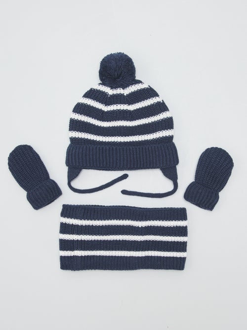 Conjunto gorro peruano + gola + luvas - 3 peças - Kiabi