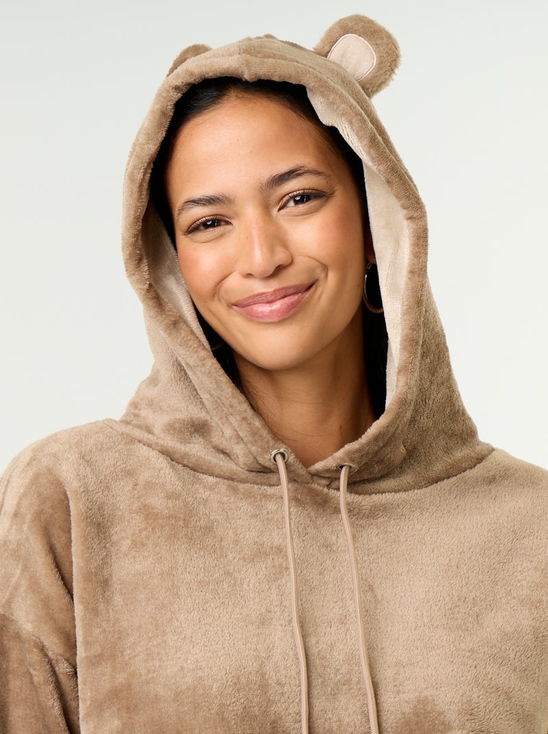 Conjunto homewear de 2 peças - Camisola + calças Bege - Kiabi