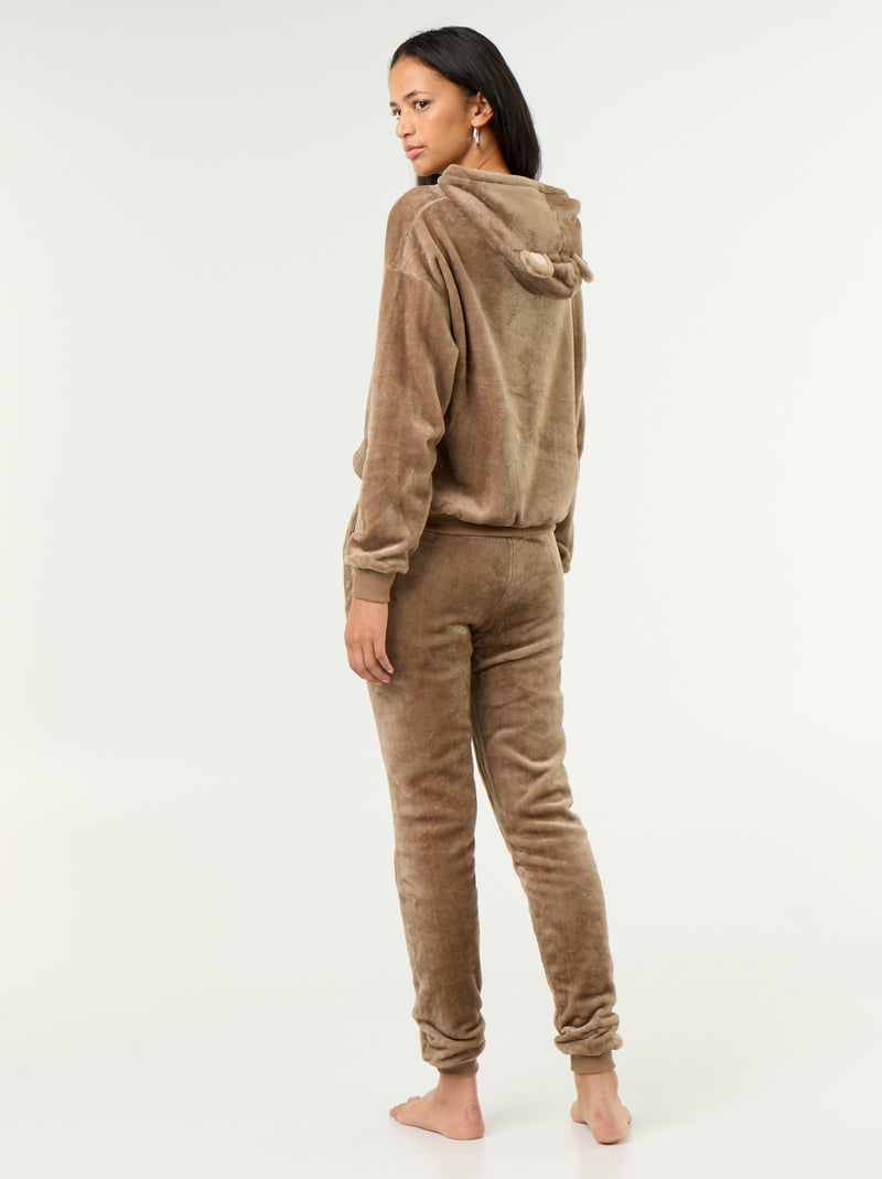 Conjunto homewear de 2 peças - Camisola + calças Bege - Kiabi