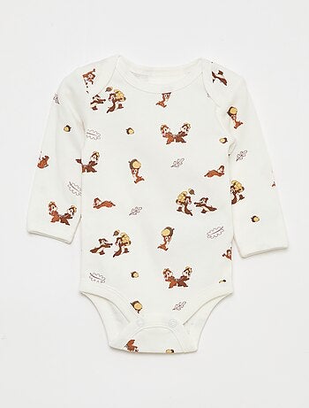 Conjunto jardineira com pés + body de manga comprida 'Disney'