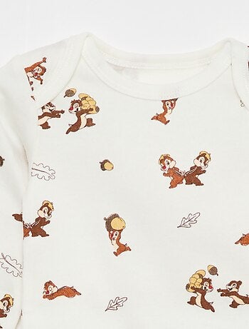 Conjunto jardineira com pés + body de manga comprida 'Disney'