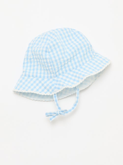 Conjunto jardineira + chapéu com padrão vichy - 2 peças - Kiabi
