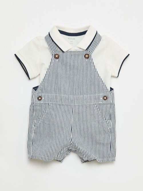 Conjunto jardineira + polo - 2 peças - Kiabi