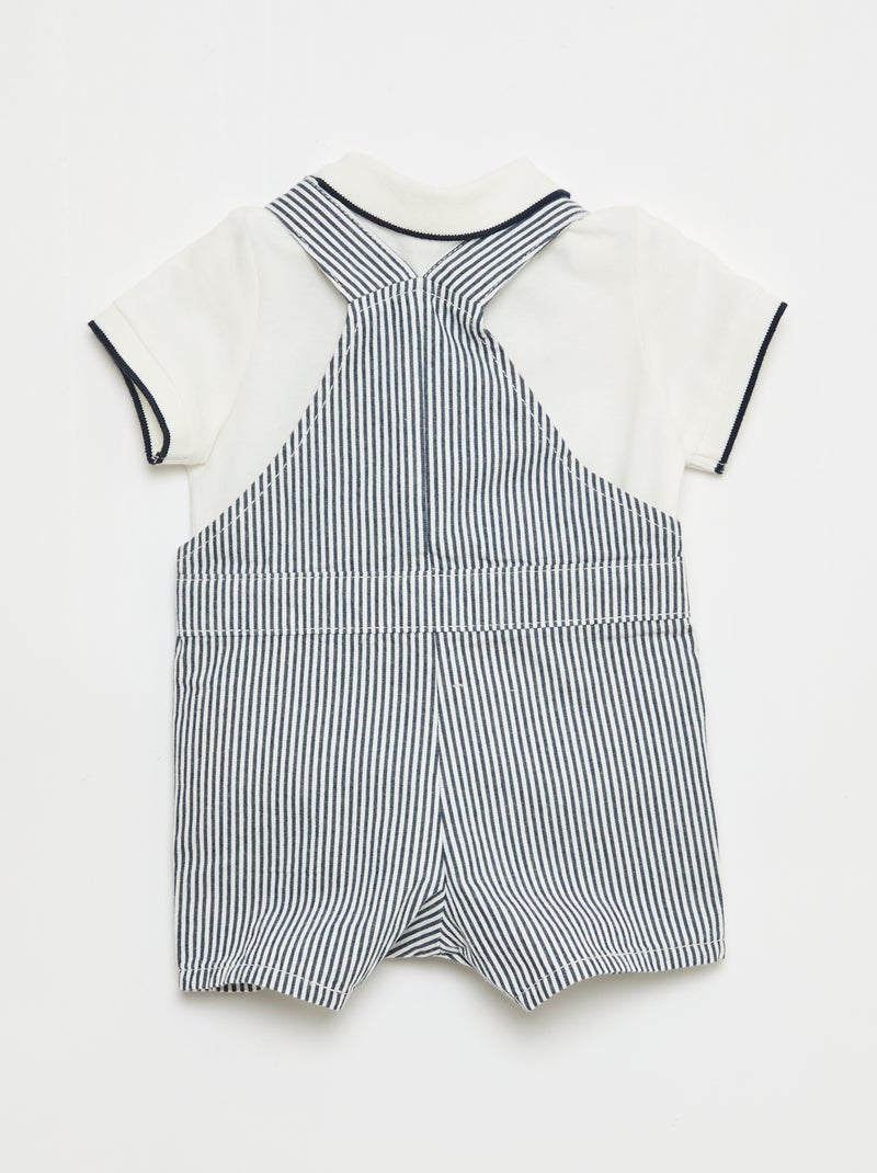 Conjunto jardineira + polo - 2 peças Azul - Kiabi