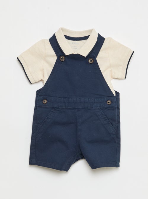 Conjunto jardineira + polo - 2 peças - Kiabi