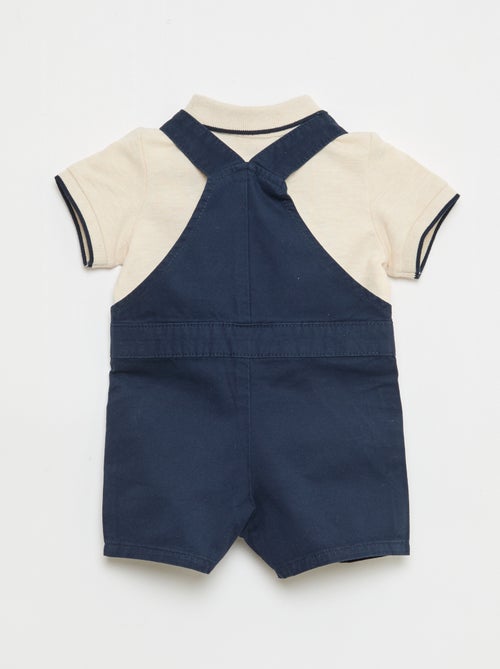 Conjunto jardineira + polo - 2 peças - Kiabi