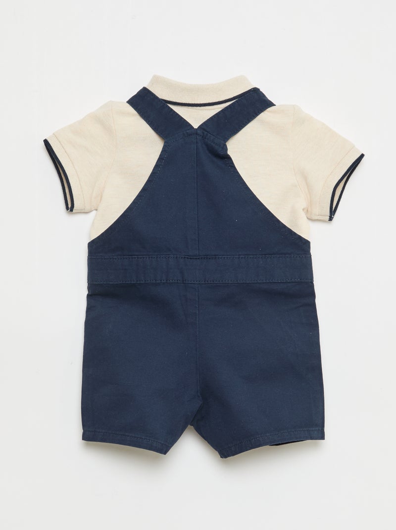 Conjunto jardineira + polo - 2 peças Azul - Kiabi