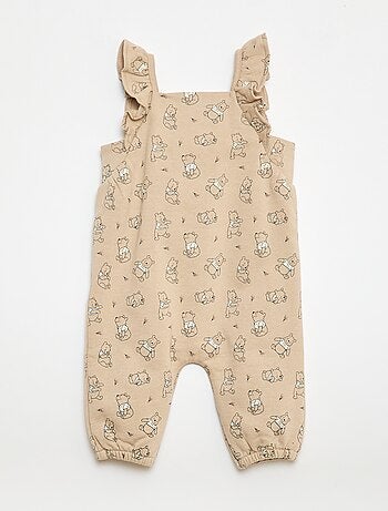 Conjunto Jardineira "Winnie" + faixa de cabelo + t-shirt - 3 peças