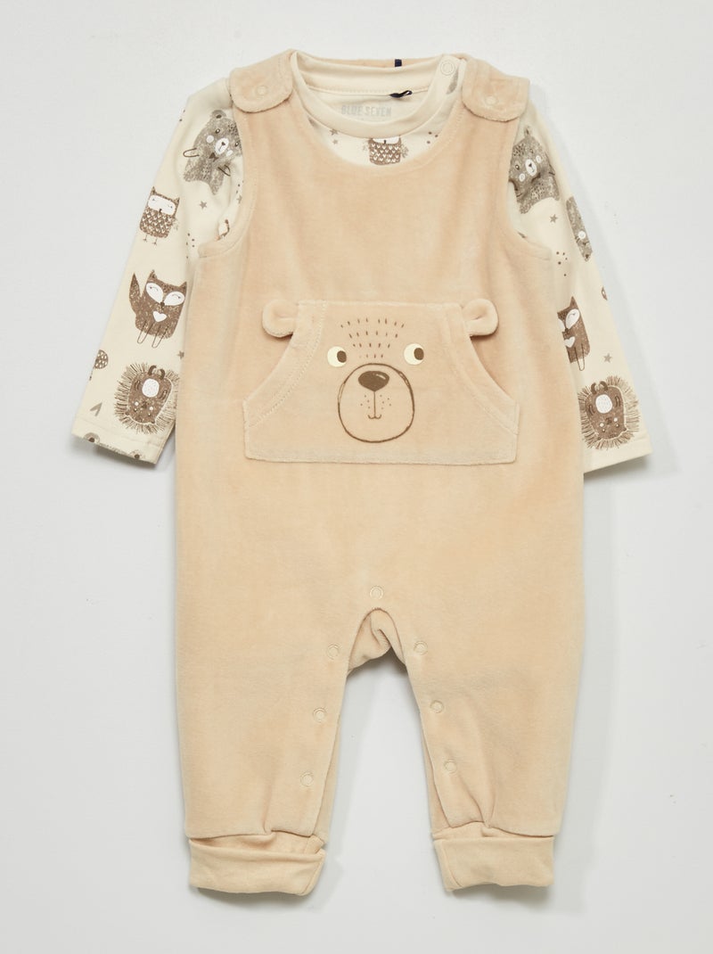 Conjunto jardineiras + body - 2 peças Branco - Kiabi