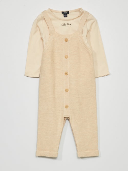 Conjunto jardineiras + body - Kiabi