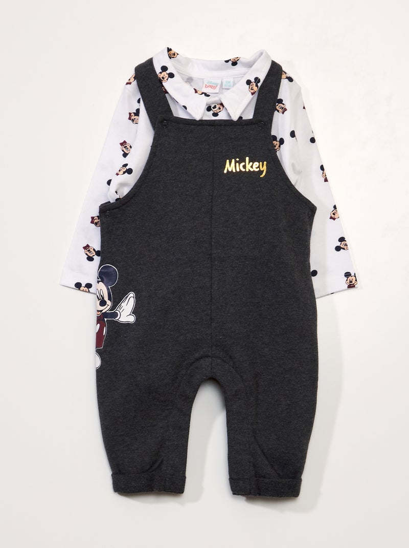 Conjunto jardineiras + body 'Mickey' 'Disney' PRETO - Kiabi