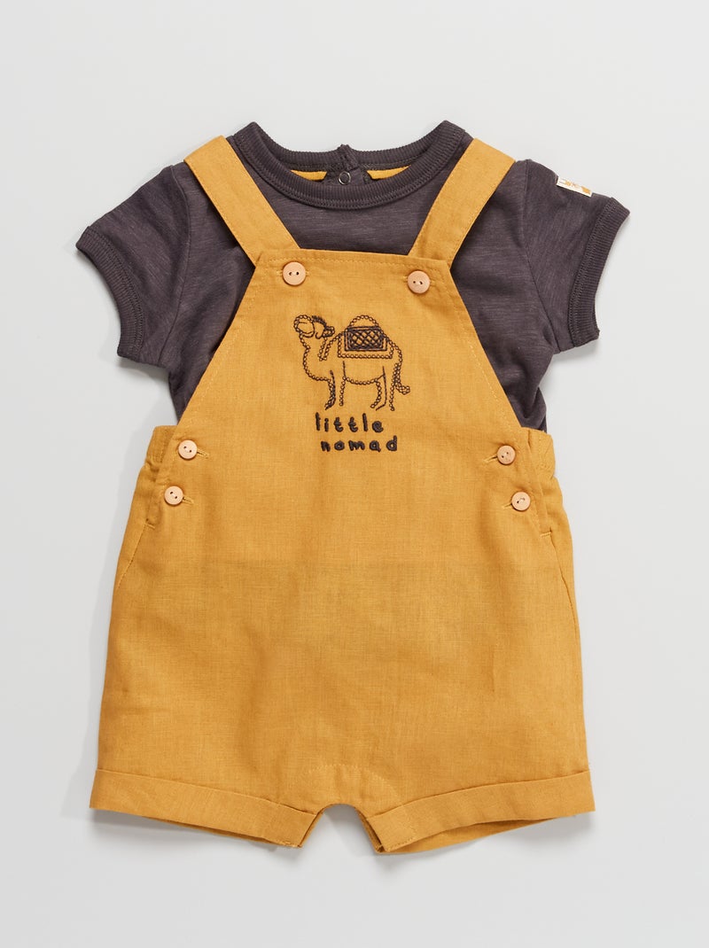 Conjunto jardineiras e t-shirt CINZA - Kiabi