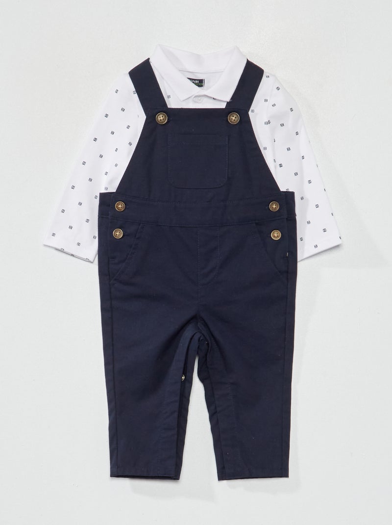 Conjunto jardineiras + polo BRANCO - Kiabi
