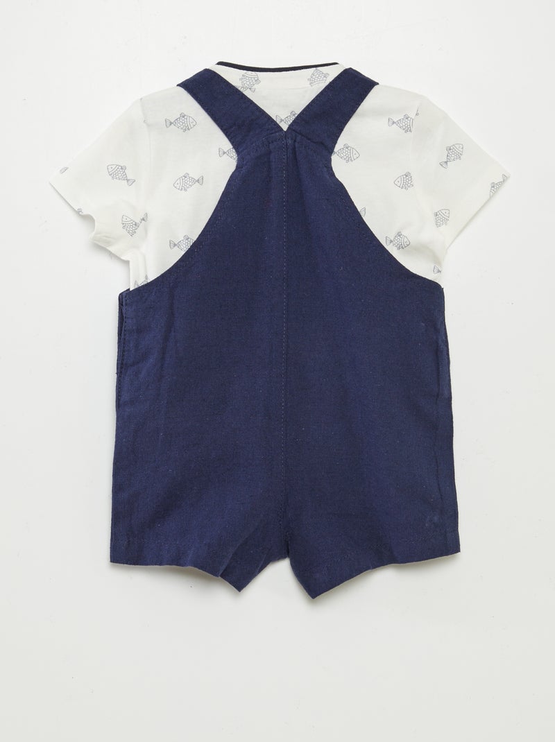 Conjunto jardineiras + t-shirt - 2 peças BRANCO - Kiabi