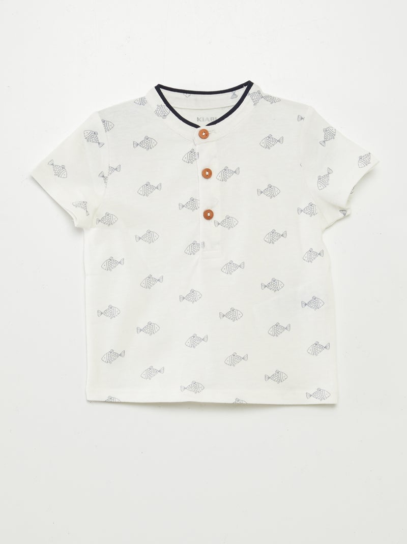 Conjunto jardineiras + t-shirt - 2 peças BRANCO - Kiabi