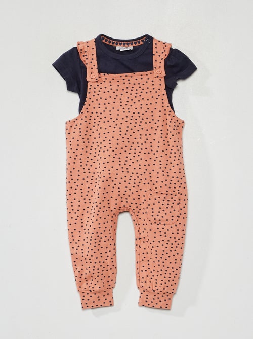 Conjunto jardineiras + t-shirt + gorro - Kiabi