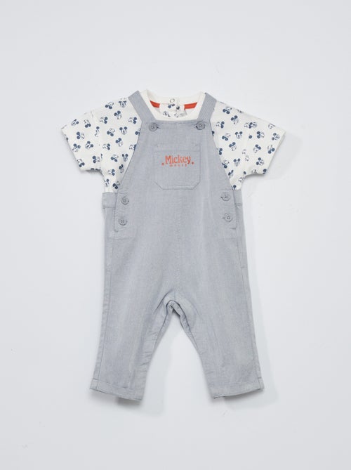 Conjunto jardineiras + t-shirt 'Mickey' - 2 peças - Kiabi