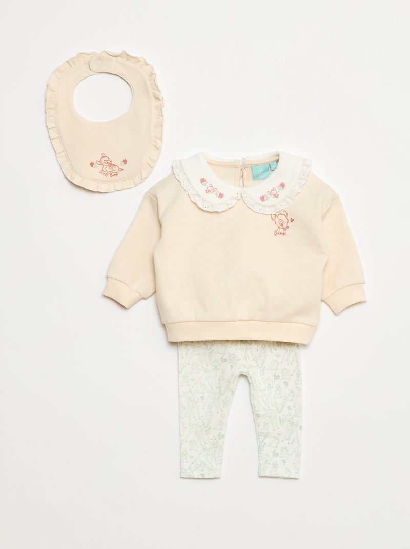 Conjunto jogging sweat + calças + babete 'Marie' 'Disney' - 3 peças Rosa - Kiabi