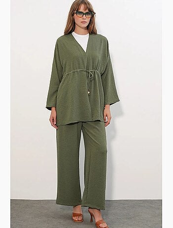 Conjunto kimono de duas peças com perna larga bdart